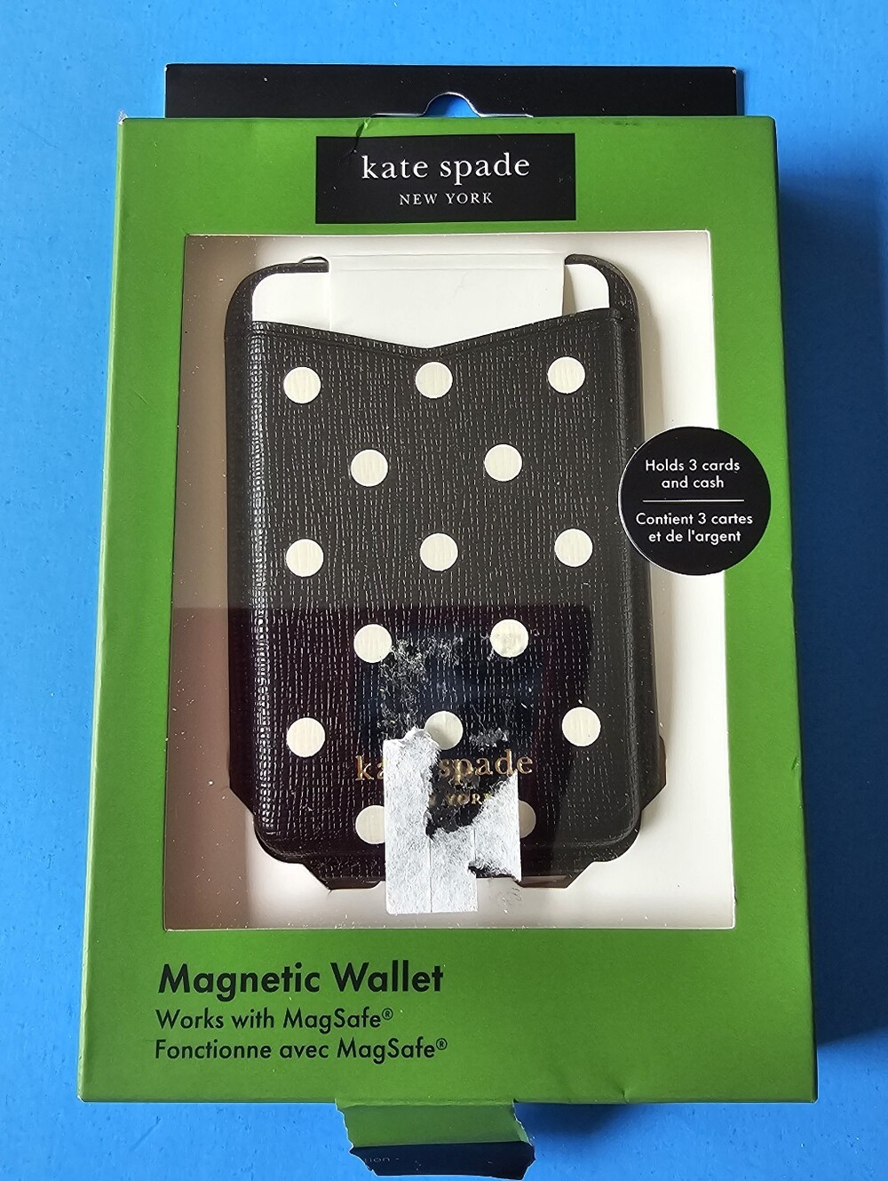 Kate Spade NY MagSafe Magnetic Wallet - BLACK POLKA (OPEN BOX)